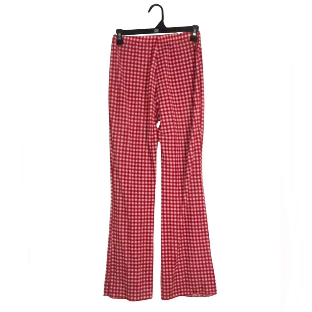 Red Gingham Flare Pants — Size L